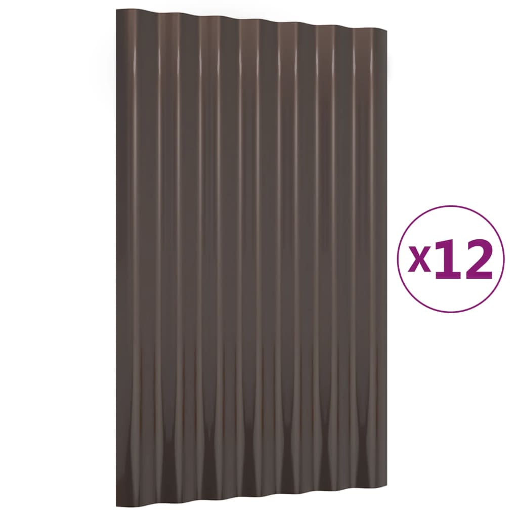 Pannelli Tetto 12pz Acciaio Verniciato Polvere Marrone 60x36 cm