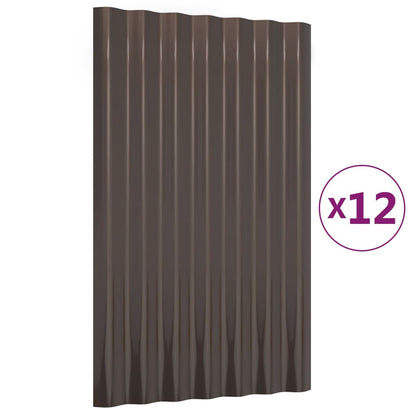 Pannelli Tetto 12pz Acciaio Verniciato Polvere Marrone 60x36 cm