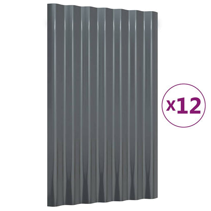 Pannelli Tetto 12 pz Acciaio Zincato Antracite 60x36