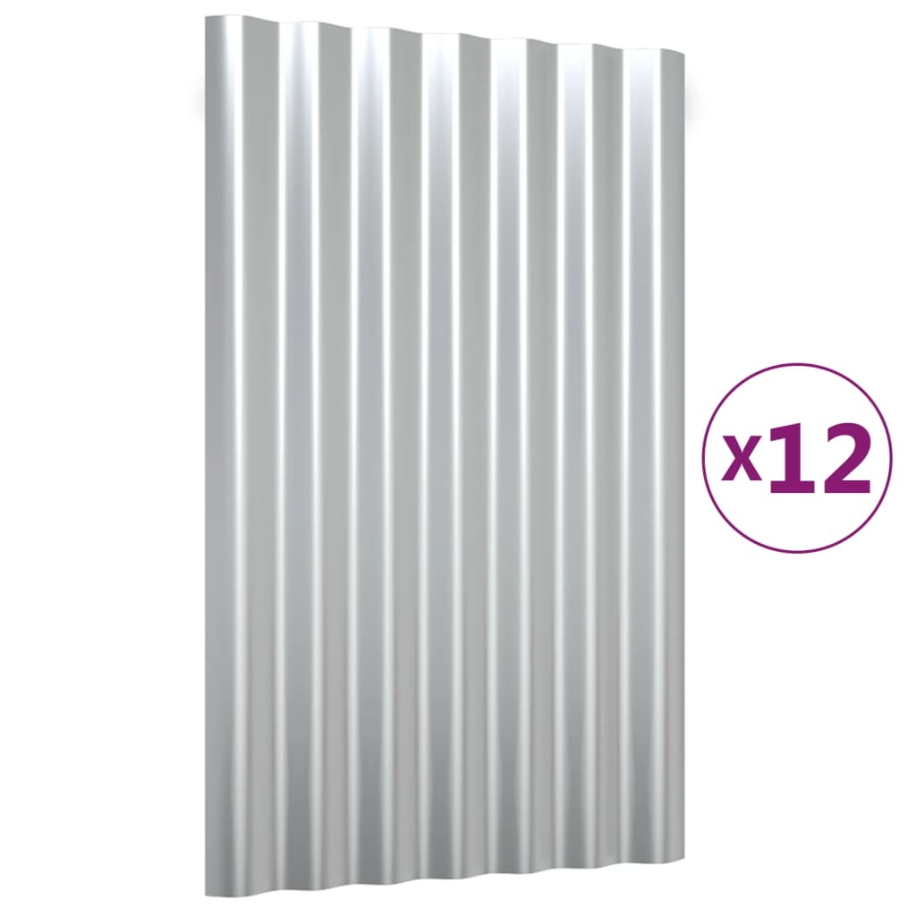 Pannelli Tetto 12pz Acciaio Zincato Argento 60x36 cm