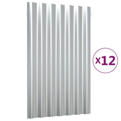 Pannelli Tetto 12pz Acciaio Zincato Argento 60x36 cm