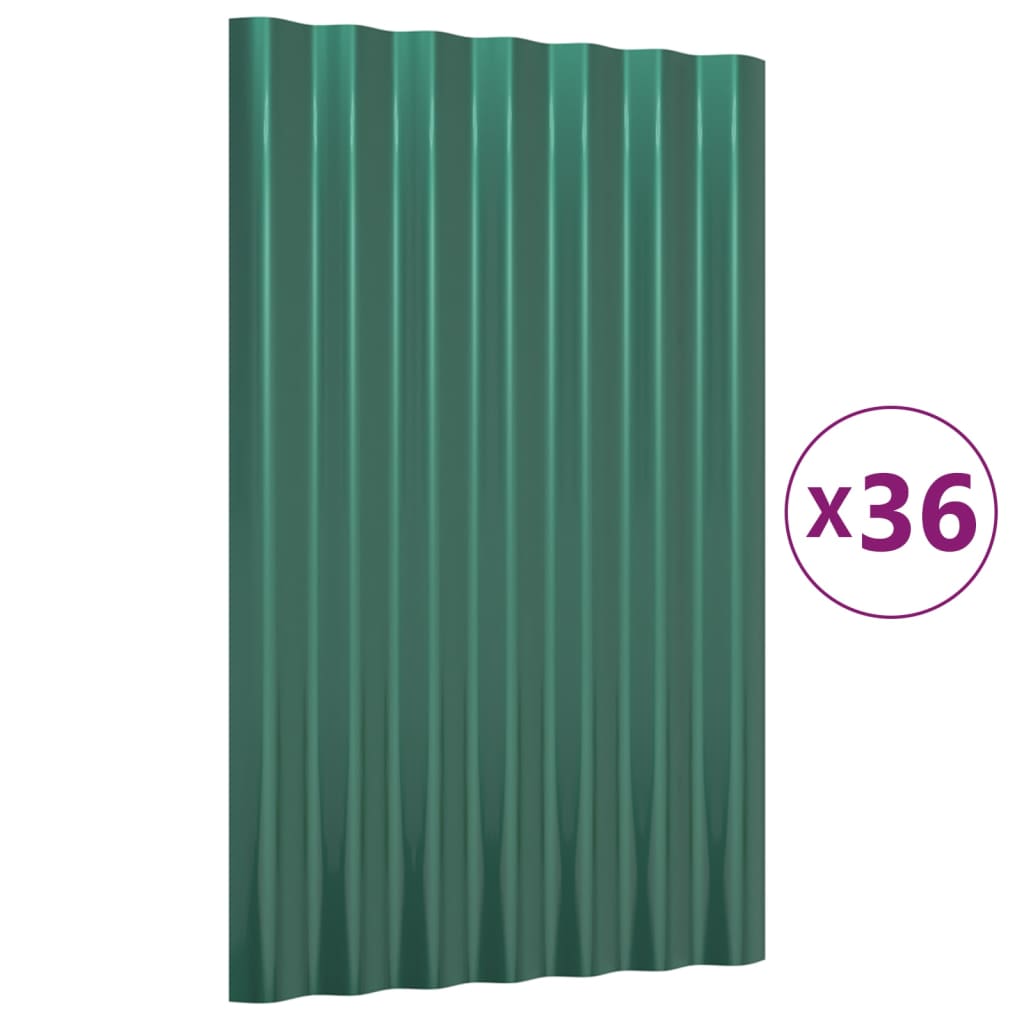 Pannelli Tetto 36pz Acciaio Verniciato a Polvere Verde 60x36 cm