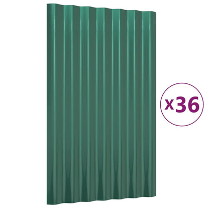 Pannelli Tetto 36pz Acciaio Verniciato a Polvere Verde 60x36 cm