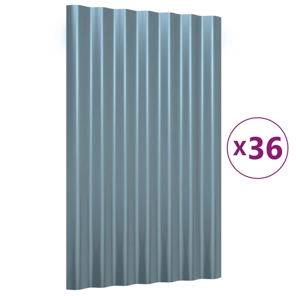 Pannelli Tetto 36pz Acciaio Zincato Grigio 60x36cm