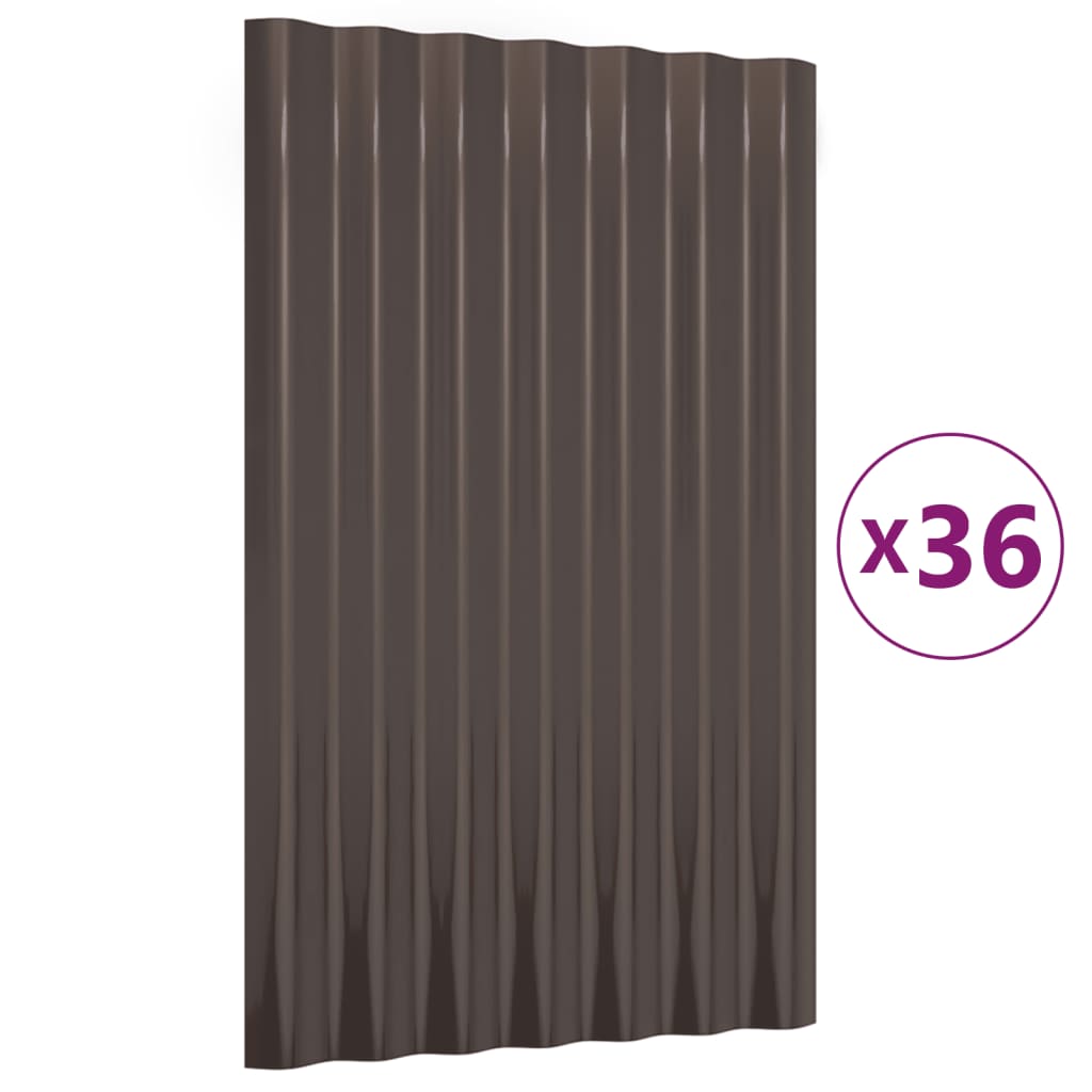 Pannelli Tetto 36 pz Acciaio Zincato Marrone 60x36cm