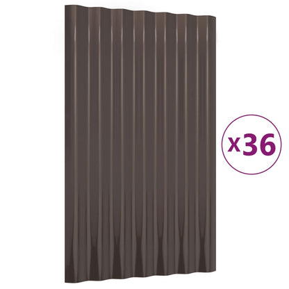 Pannelli Tetto 36 pz Acciaio Zincato Marrone 60x36cm
