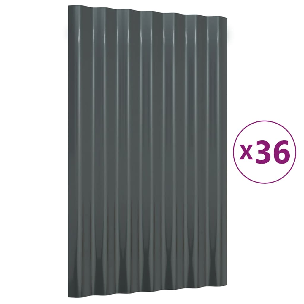 Pannelli Tetto 36pz Acciaio Verniciato Polvere 60x36 Antracite