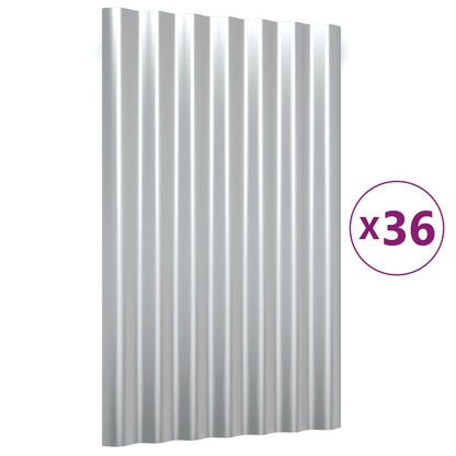 Pannelli Tetto 36pz Acciaio Verniciato Polvere Argento 60x36 cm