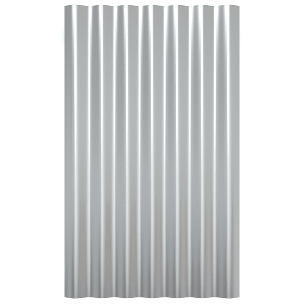 Pannelli Tetto 36pz Acciaio Verniciato Polvere Argento 60x36 cm