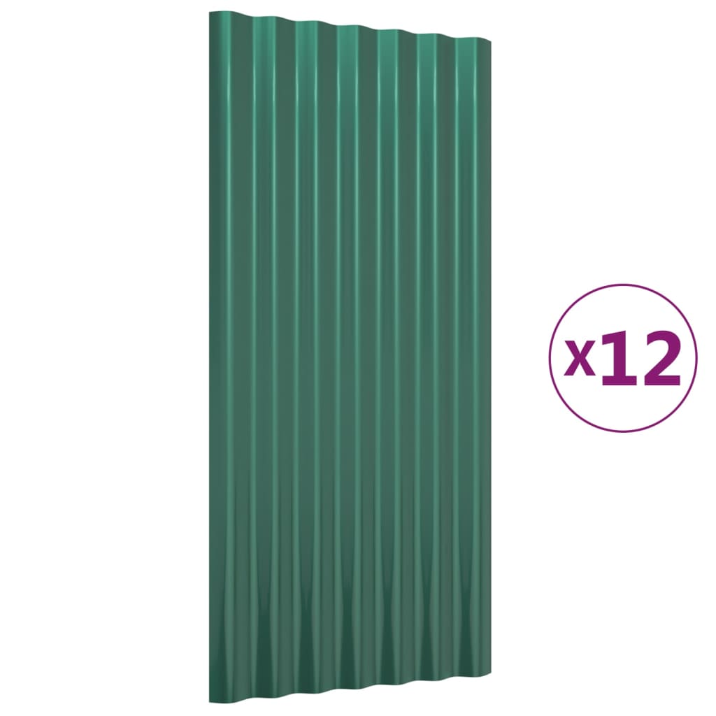 Pannelli Tetto 12pz Acciaio Verniciato a Polvere Verde 80x36 cm