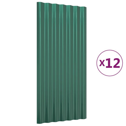 Pannelli Tetto 12pz Acciaio Verniciato a Polvere Verde 80x36 cm