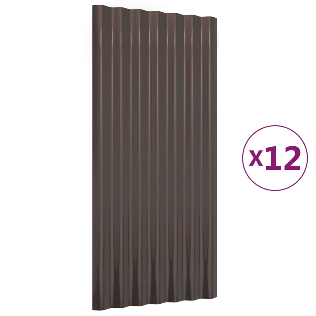 Pannelli Tetto 12pz Acciaio Zincato Marrone 80x36 cm