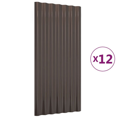 Pannelli Tetto 12pz Acciaio Zincato Marrone 80x36 cm