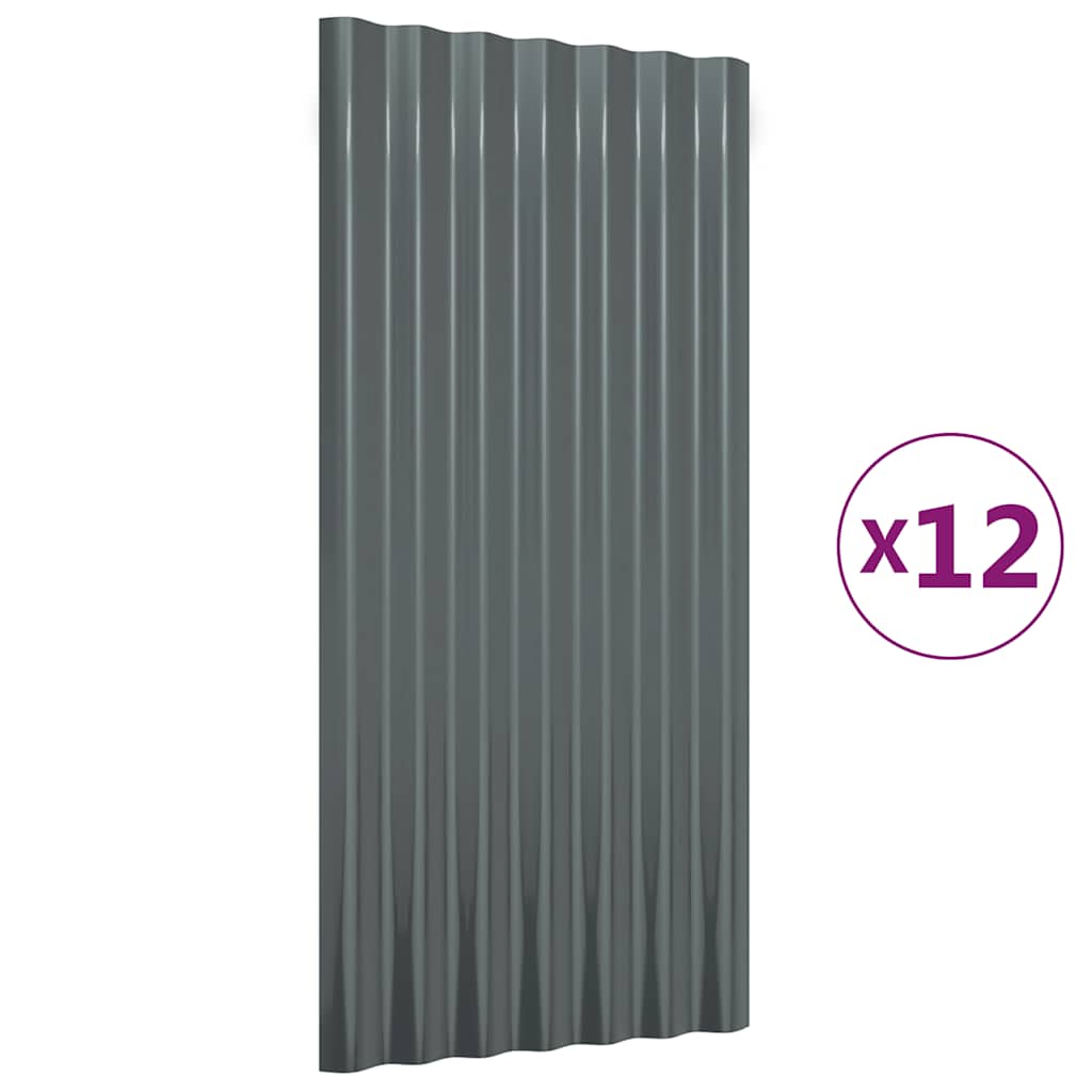 Pannelli Tetto 12 pz Acciaio Zincato Antracite 80x36