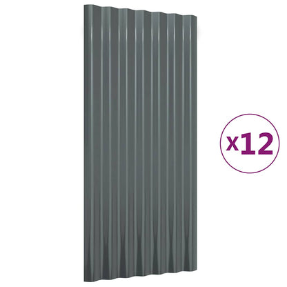 Pannelli Tetto 12 pz Acciaio Zincato Antracite 80x36