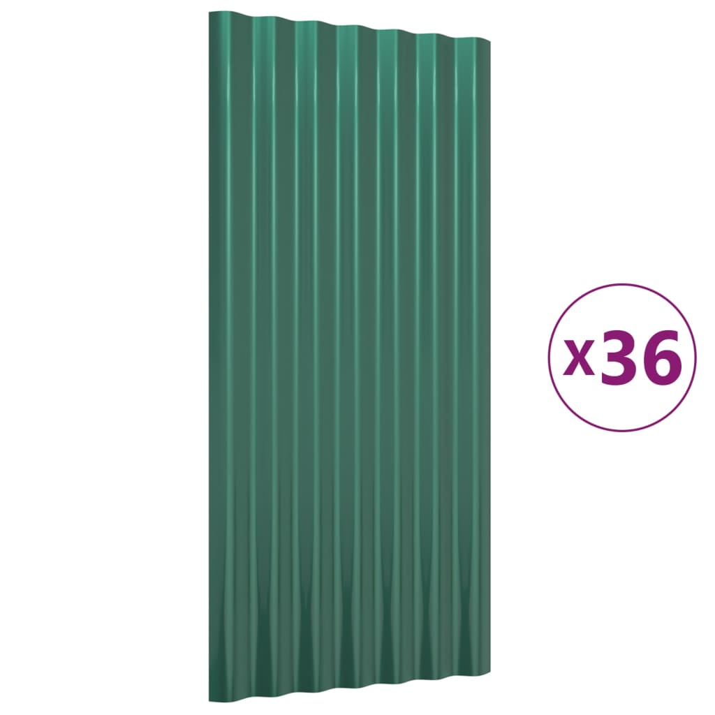 Pannelli Tetto 36pz Acciaio Verniciato a Polvere Verde 80x36 cm