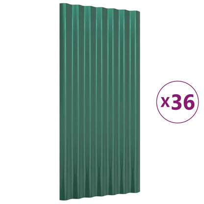 Pannelli Tetto 36pz Acciaio Verniciato a Polvere Verde 80x36 cm