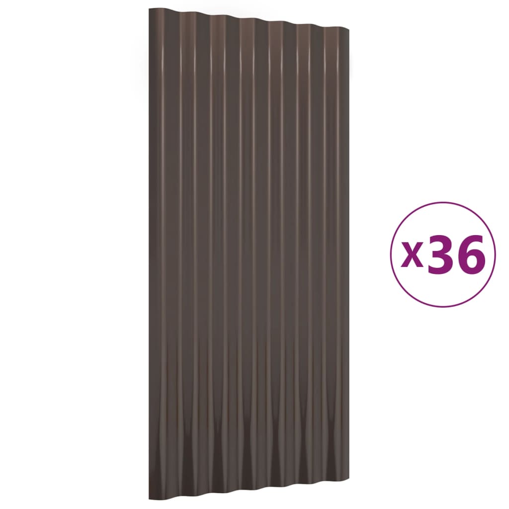Pannelli Tetto 36 pz Acciaio Zincato Marrone 80x36cm