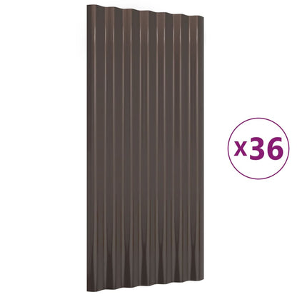 Pannelli Tetto 36 pz Acciaio Zincato Marrone 80x36cm