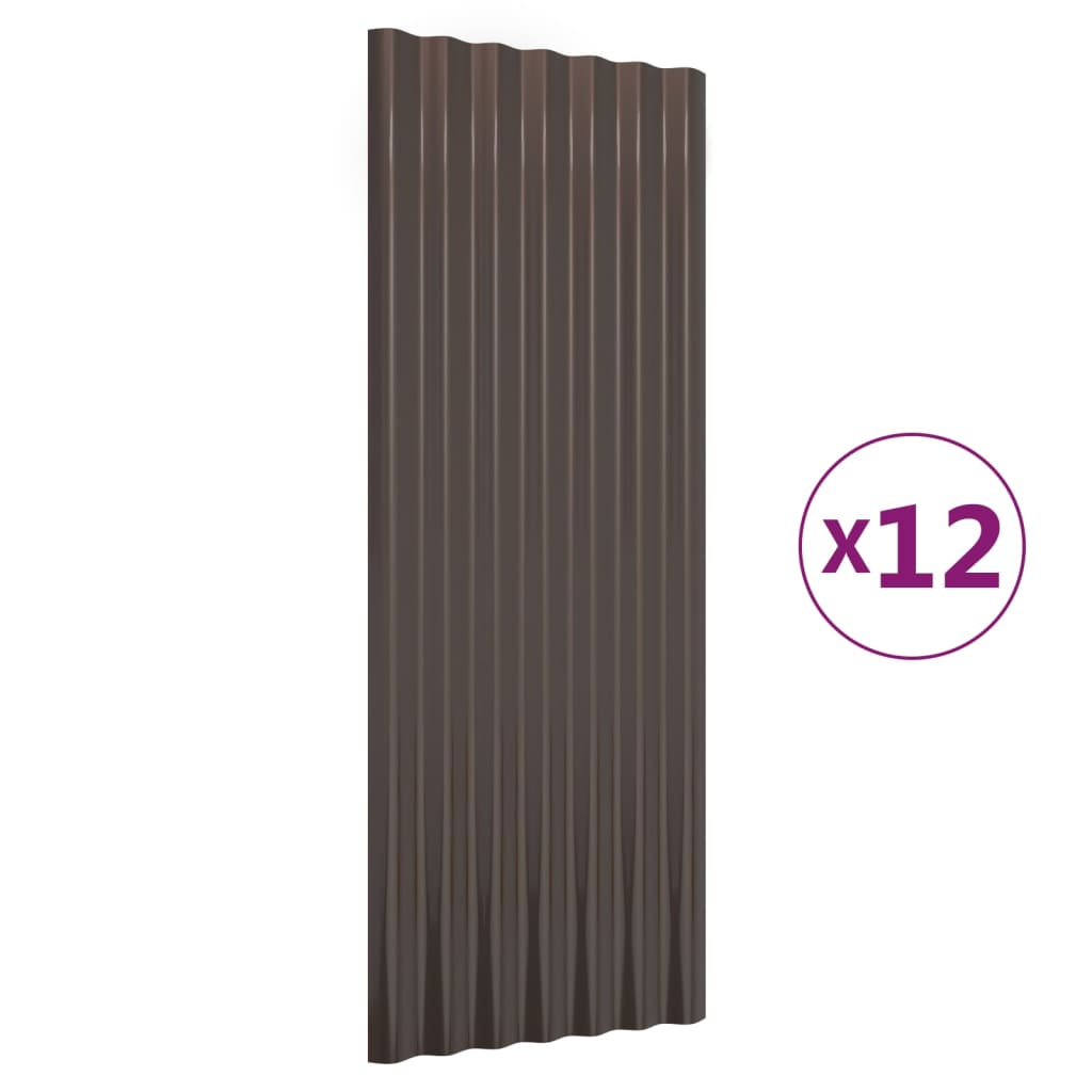 Pannelli Tetto 12pz Acciaio Verniciato Polvere Marrone 100x36cm