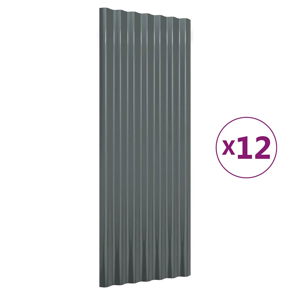Pannelli per Tetto 12 pz Acciaio Zincato Antracite 100x36 cm
