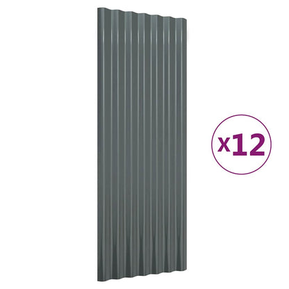 Pannelli per Tetto 12 pz Acciaio Zincato Antracite 100x36 cm