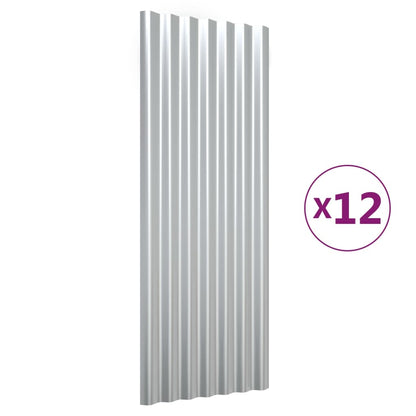 Pannelli per Tetto 12pz in Acciaio Verniciato Argento 100x36 cm
