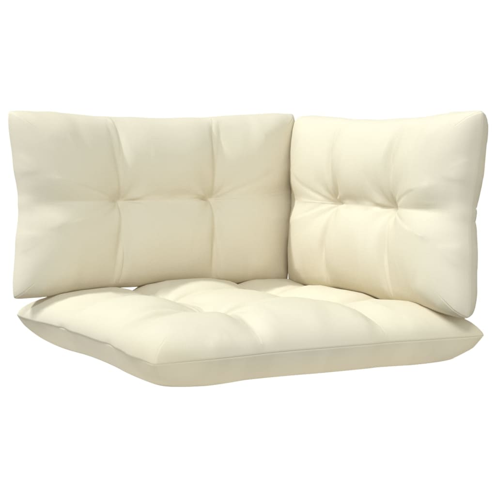 Set Salotto da Giardino 8 pz con Cuscini Crema in Legno di Pino