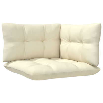 Set Salotto da Giardino 8 pz con Cuscini Crema in Legno di Pino