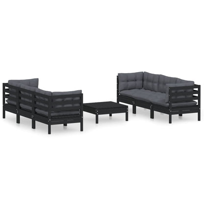 Set Divani da Giardino 7 pz con Cuscini Antracite Legno di Pino