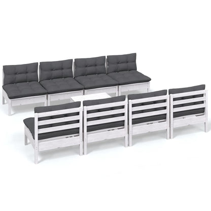 Set Salotto Giardino con Cuscini 9 pz in Legno Massello di Pino