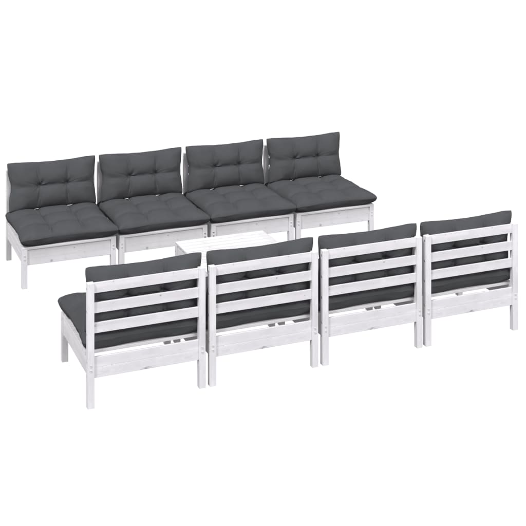 Set Salotto Giardino con Cuscini 9 pz in Legno Massello di Pino