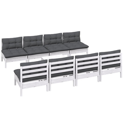 Set Salotto Giardino con Cuscini 9 pz in Legno Massello di Pino