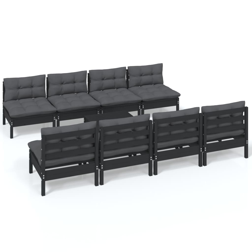 Set Salotto Giardino con Cuscini 9 pz in Legno Massello di Pino