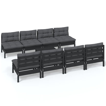 Set Salotto Giardino con Cuscini 9 pz in Legno Massello di Pino