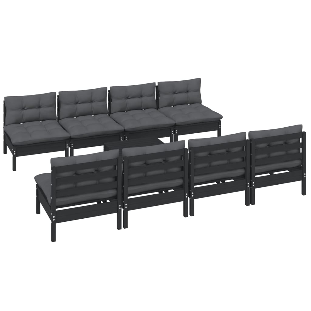 Set Salotto Giardino con Cuscini 9 pz in Legno Massello di Pino