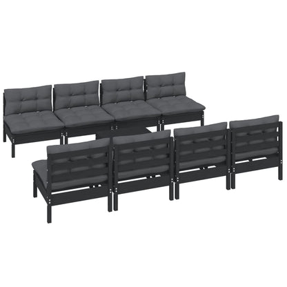 Set Salotto Giardino con Cuscini 9 pz in Legno Massello di Pino