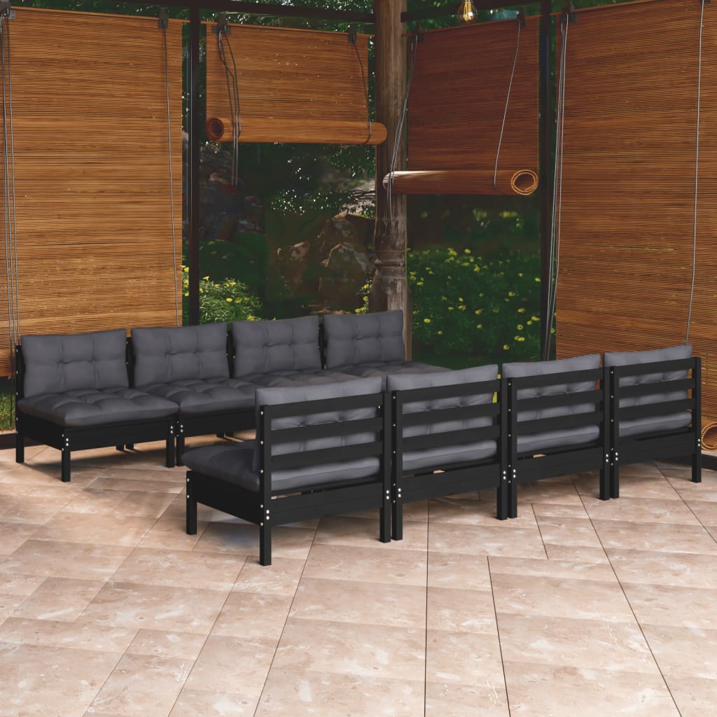 Set Salotto Giardino con Cuscini 9 pz in Legno Massello di Pino