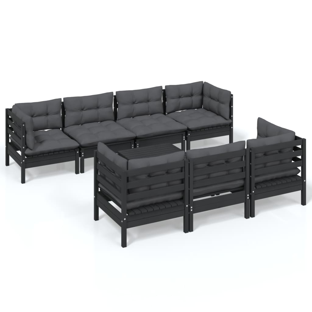 Set Salotto da Giardino con Cuscini 8 pz Legno Massello di Pino