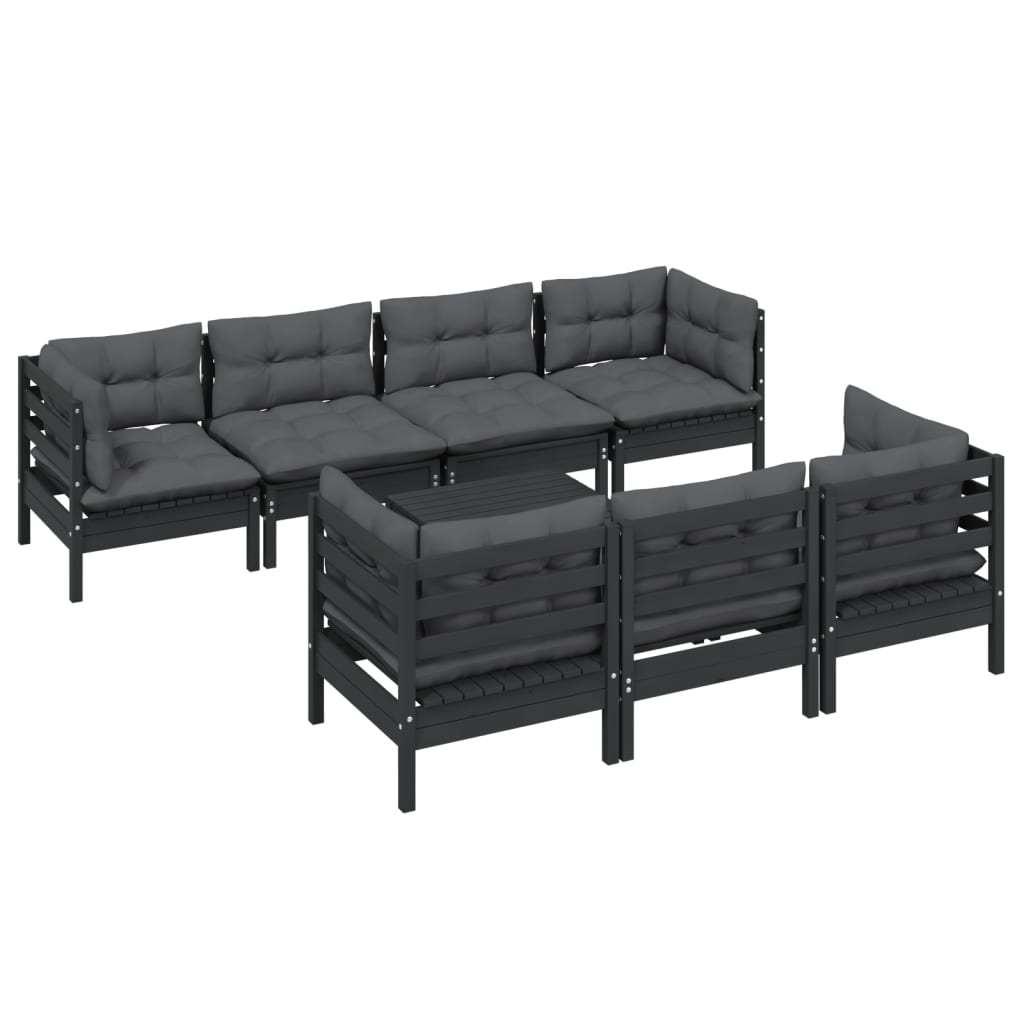 Set Salotto da Giardino con Cuscini 8 pz Legno Massello di Pino