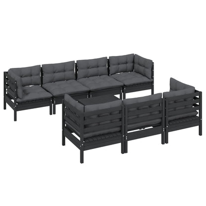 Set Salotto da Giardino con Cuscini 8 pz Legno Massello di Pino