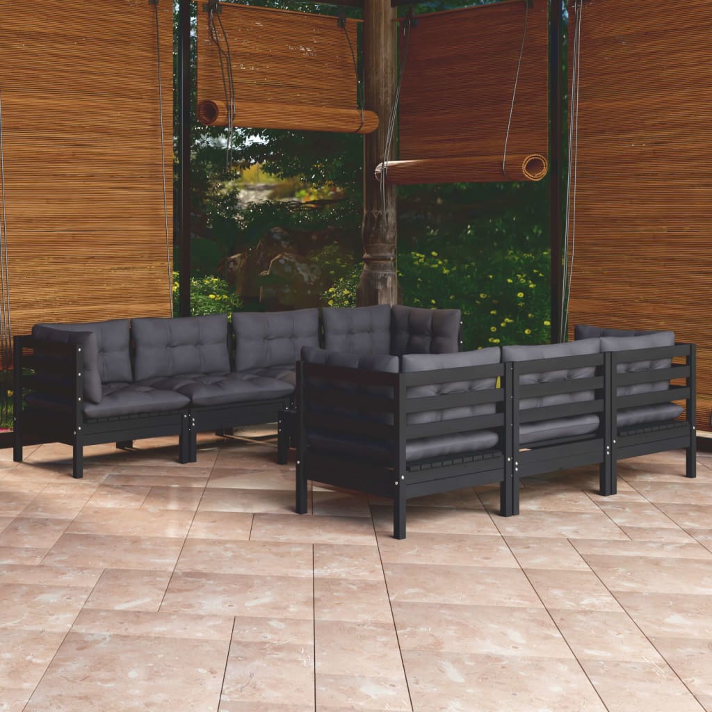 Set Salotto da Giardino con Cuscini 8 pz Legno Massello di Pino