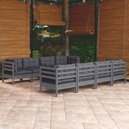 Set Salotto Giardino con Cuscini 9 pz in Legno Massello di Pino