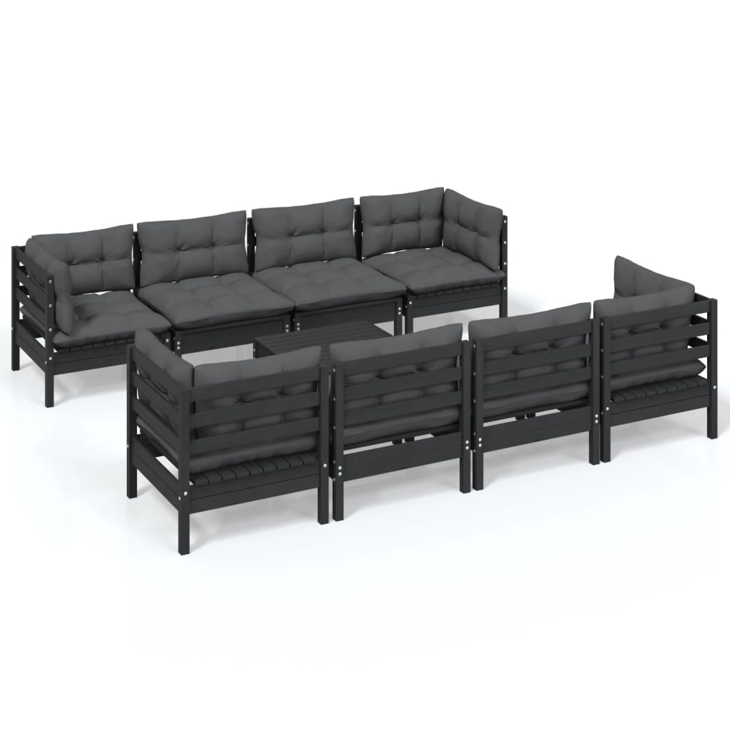 Set Salotto Giardino con Cuscini 9 pz in Legno Massello di Pino