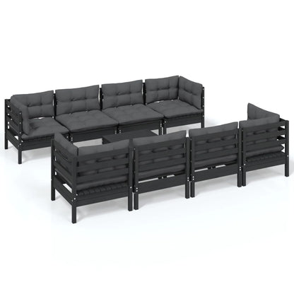 Set Salotto Giardino con Cuscini 9 pz in Legno Massello di Pino