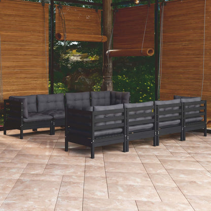 Set Salotto Giardino con Cuscini 9 pz in Legno Massello di Pino