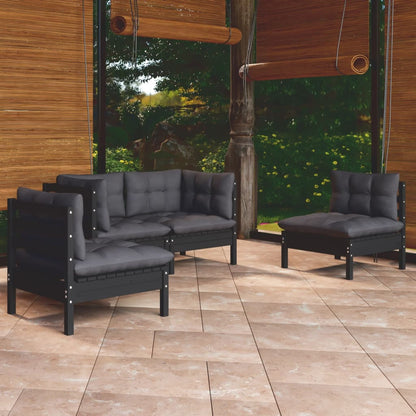 Set Salotto da Giardino 4 pz con Cuscini Legno Massello di Pino