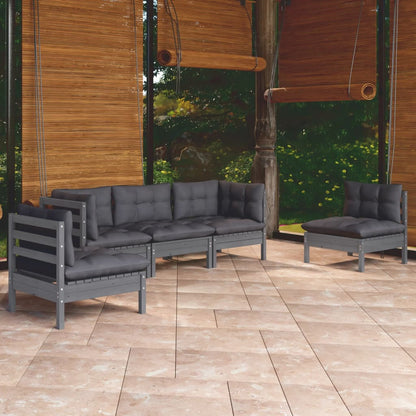 Set Salotto da Giardino 5pz con Cuscini Legno Massello di Pino
