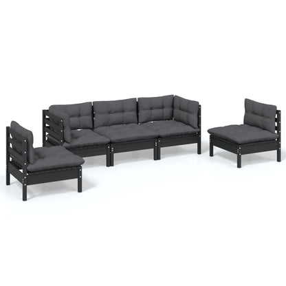 Set Salotto da Giardino 5pz con Cuscini Legno Massello di Pino