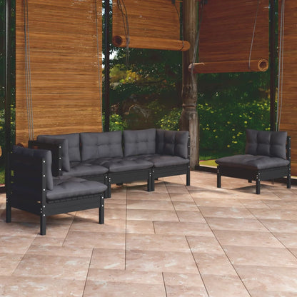 Set Salotto da Giardino 5pz con Cuscini Legno Massello di Pino